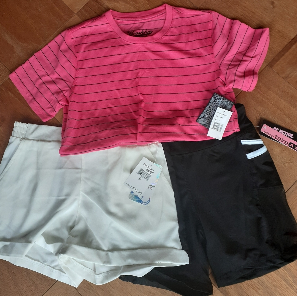 Two Running Short W/Pink Stripe Tank Top